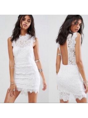 FREE PEOPLE INTIMATELY WHITE LACE MINI DRESS SIZE M-L MSRP $98.00 NWT